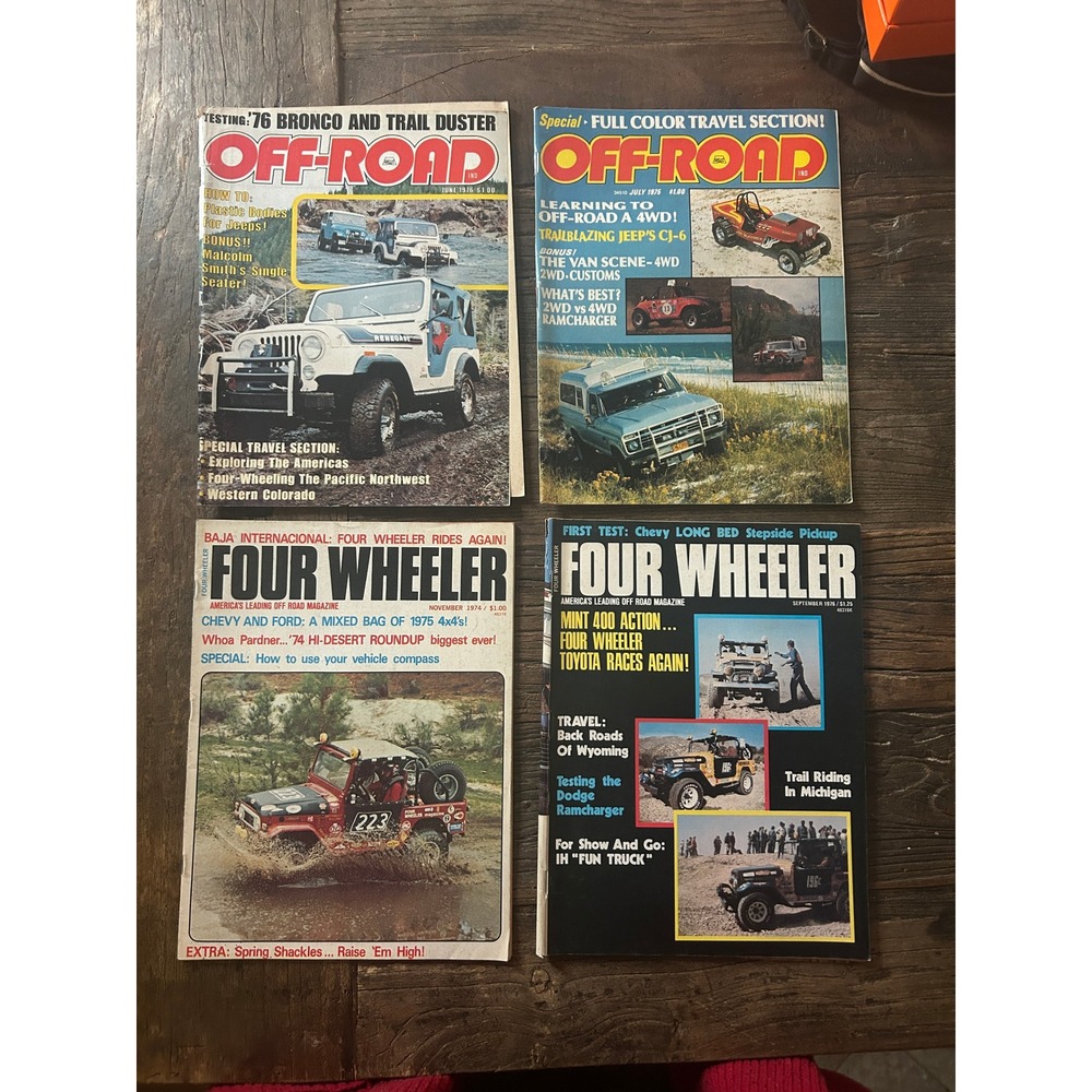 Vintage Off-Road & Four Wheeler Magazine Lot 4 74-76 Jeep Bronco CJ Toyota 4x4